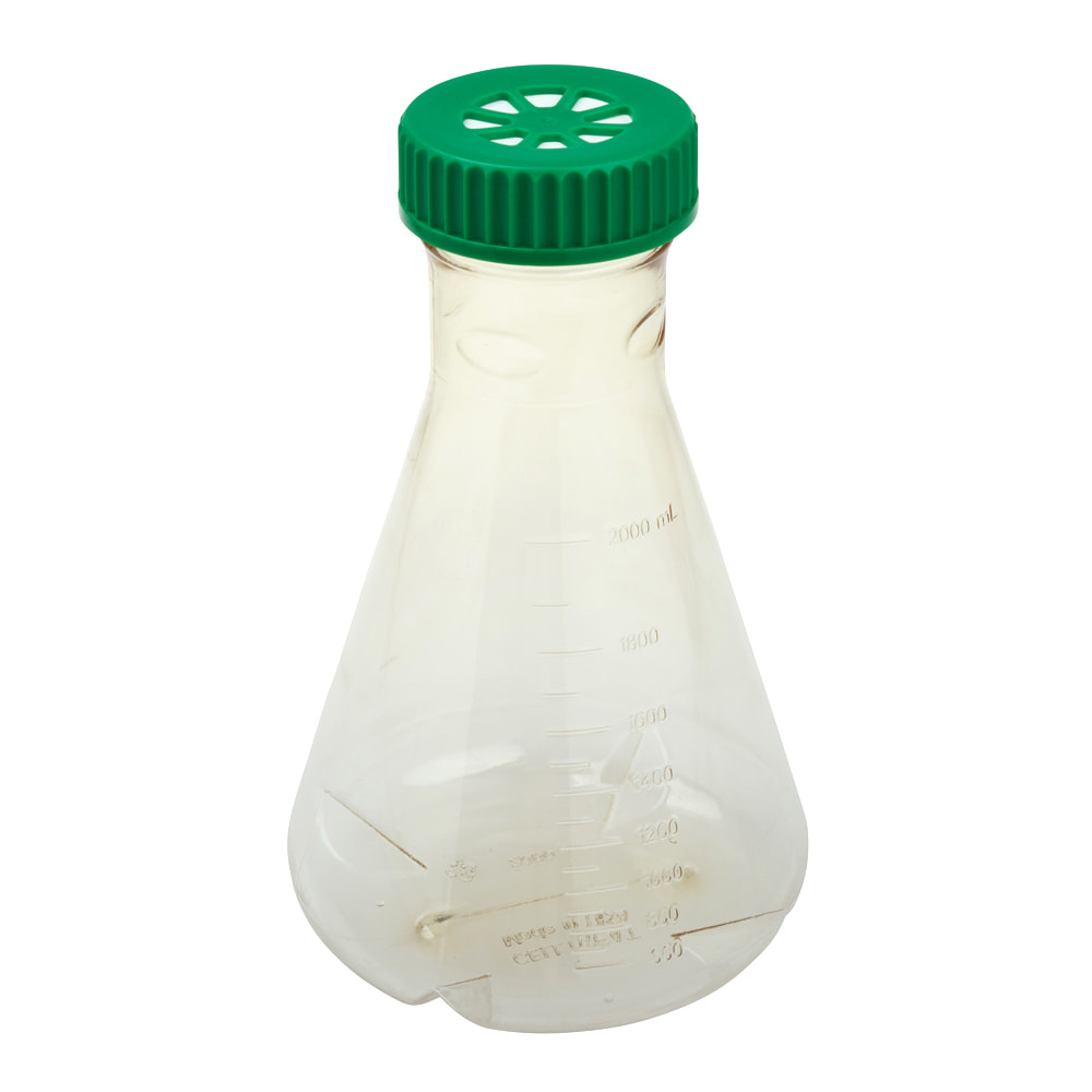 CELLTREAT 2L Erlenmeyer Flask, Vent Cap, Baffled Bottom, Sterile, 1 per Bag, 6 per Case